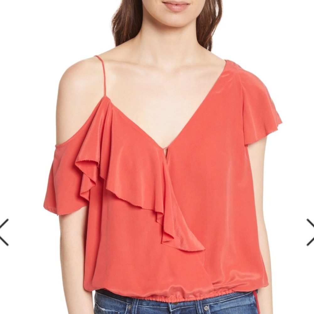 Joie Silk Alcyoneus Red Asymmetrical Blouse